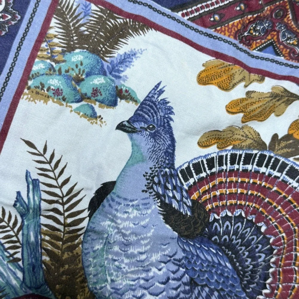 Vintage Bird Tapestry Wall Art‎ Blue Fringed Cabin Cottagecore Decor